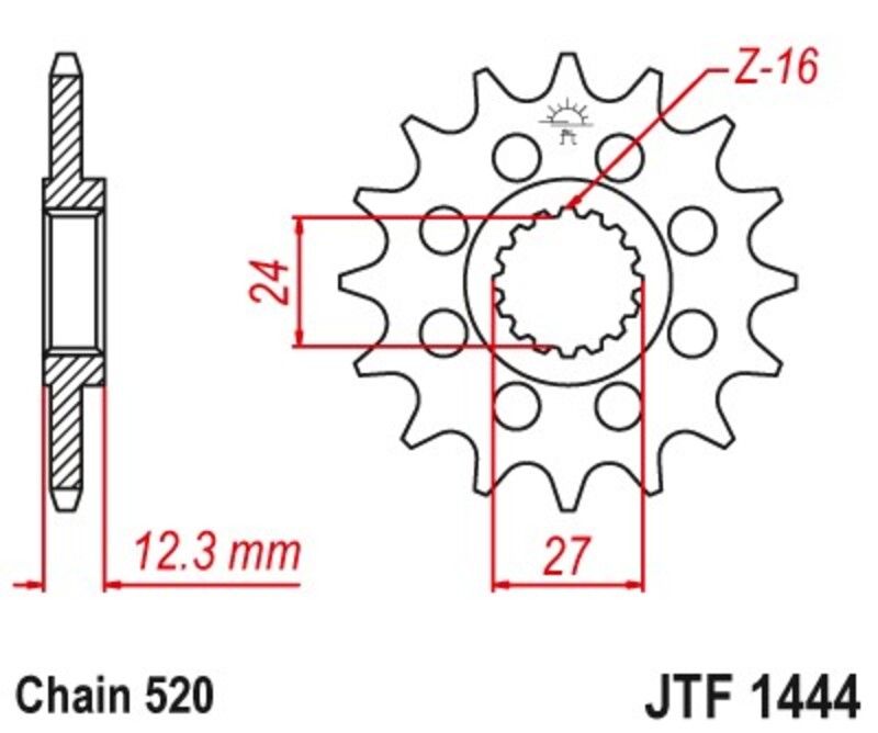 Piñón JT 1444 de acero con 17 dientes