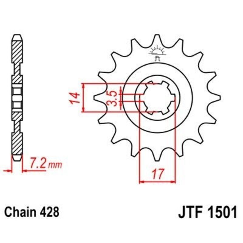 Piñon JT 1501 de acero con 12 dientes