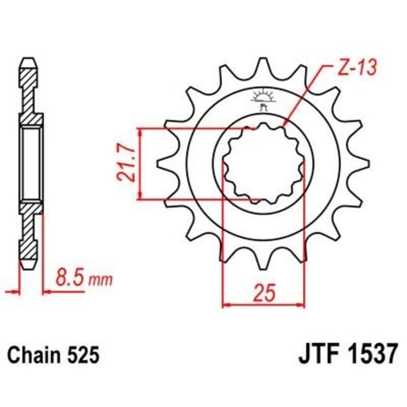 Piñón con goma anti-ruido JT SPROCKETS acero 1537 - 525
