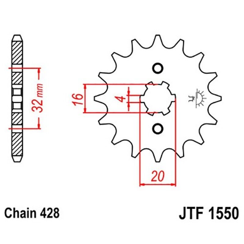 Piñón JT SPROCKETS acero estándar 1550 - Paso 428