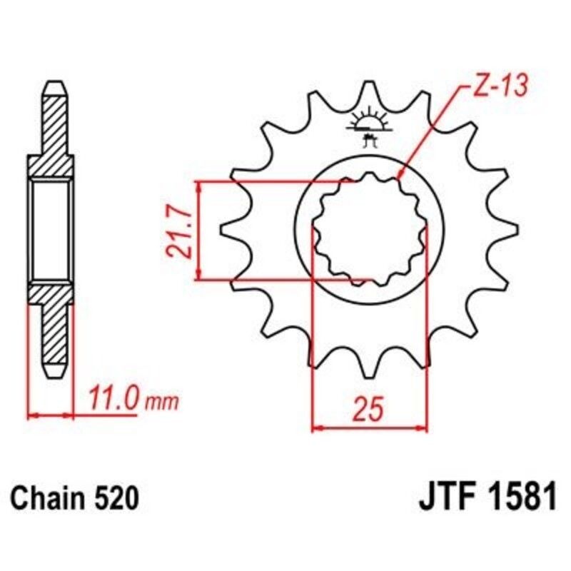 Piñón JT F1581 de acero con 14 dientes