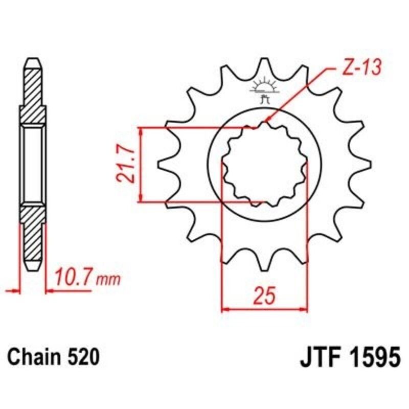Piñón con goma anti-ruido JT SPROCKETS acero 1595 - 520