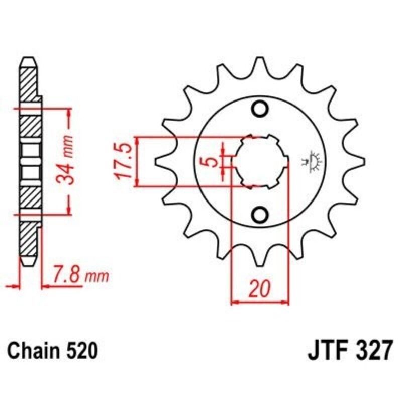 Piñón JT SPROCKETS acero estándar 327 - Paso 520