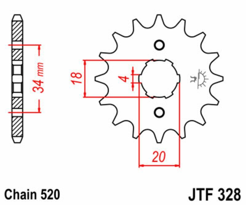Piñón JT SPROCKETS acero estándar 328 - Paso 520