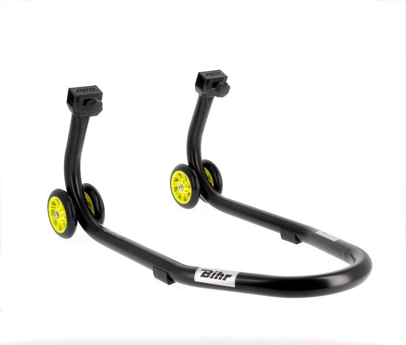 Caballete delantero BIHR Home Track color negro mate y ruedas amarillas