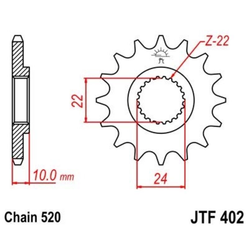 Piñon JT 402 de acero con 13 dientes