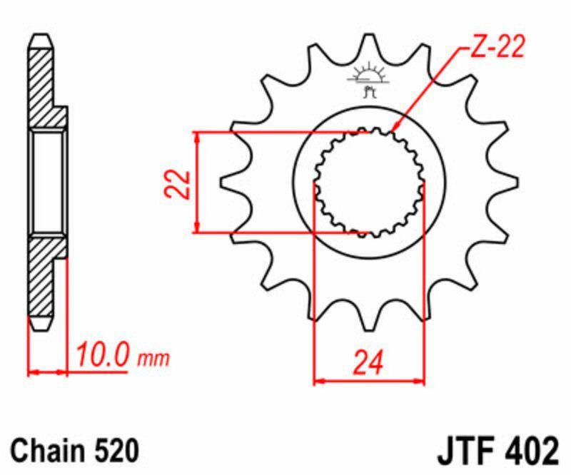 Piñón JT SPROCKETS acero estándar 402 - Paso 520
