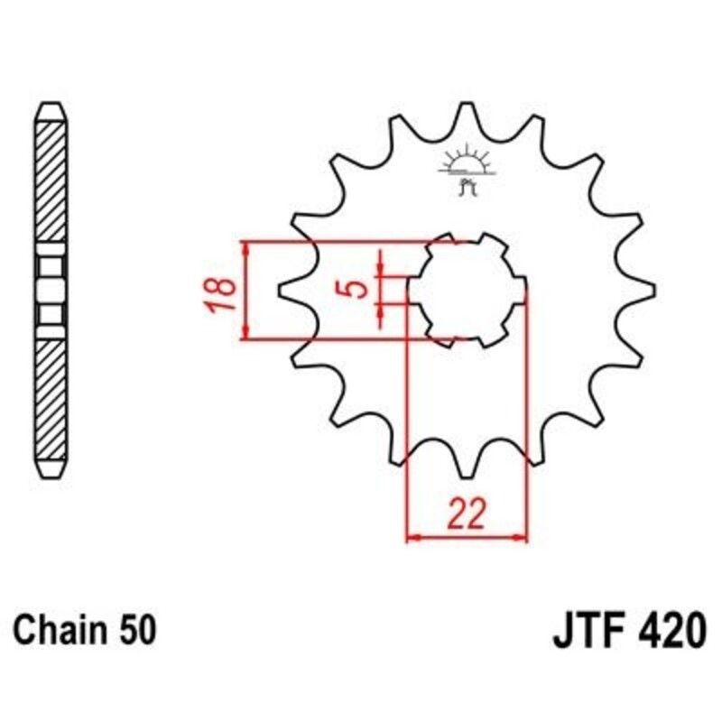 Piñon JT 420 de acero con 15 dientes