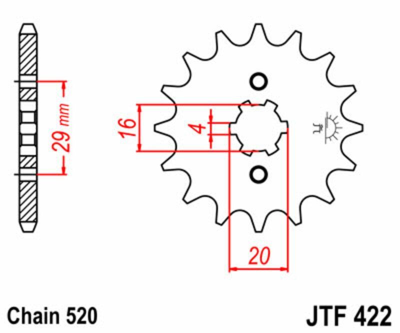Piñon JT 422 de acero con 14 dientes