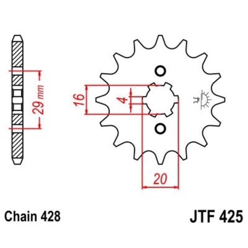 Piñon JT 425 de acero con 17 dientes