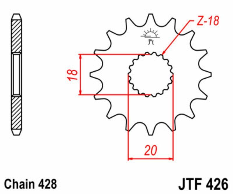 Piñon JT 426 de acero con 13 dientes