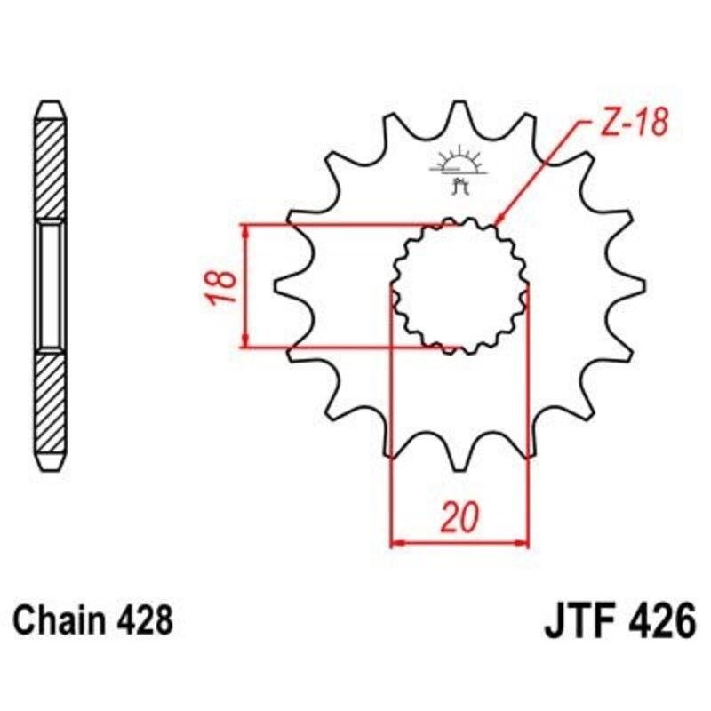 Piñon JT 426 de acero con 15 dientes