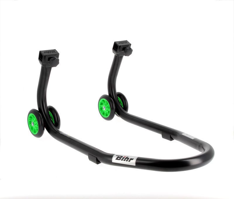 Caballete delantero BIHR Home Track color negro mate y ruedas verdes