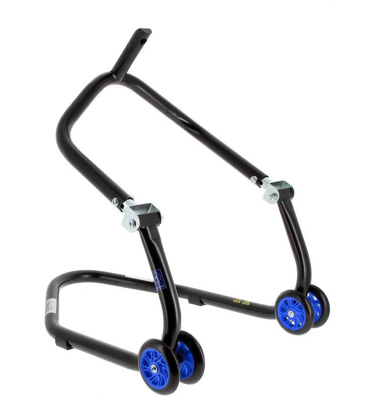Caballete delantero al chasis BIHR Home Track color negro mate y ruedas azules