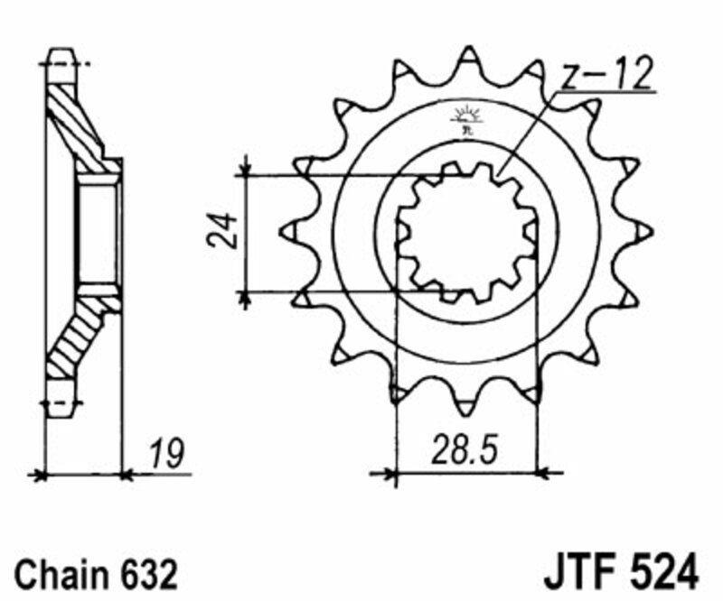 Piñón JT SPROCKETS acero estándar 524 - Paso 630