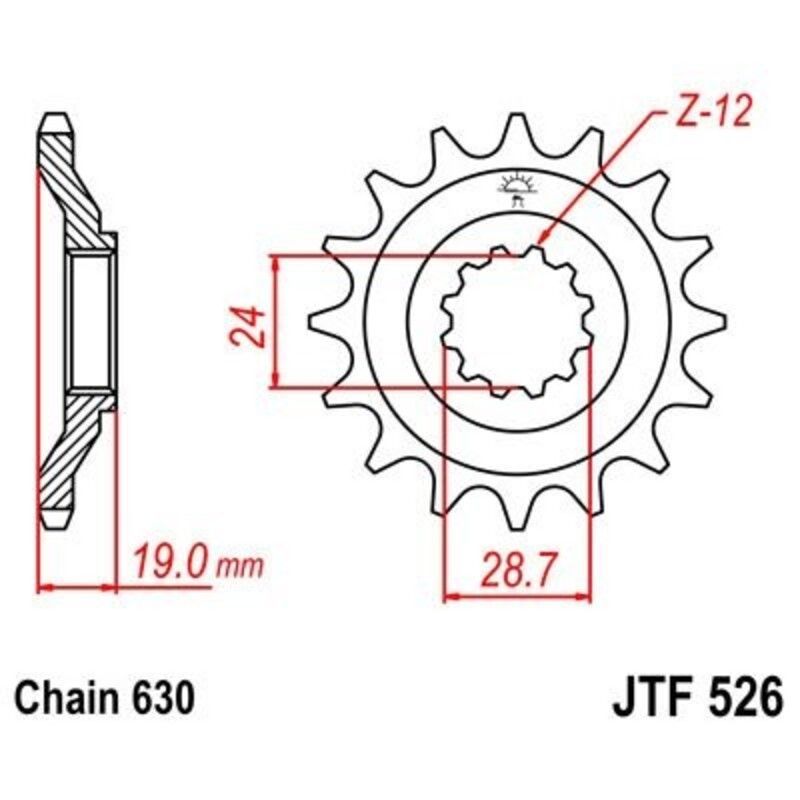 Piñon JT 526 de acero con 15 dientes