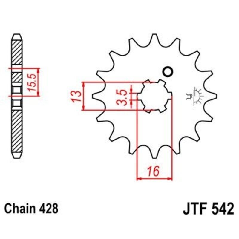 Piñon JT 542 de acero con 13 dientes