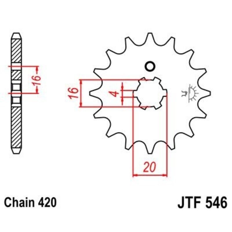 Piñon JT 5465 de acero con 15 dientes