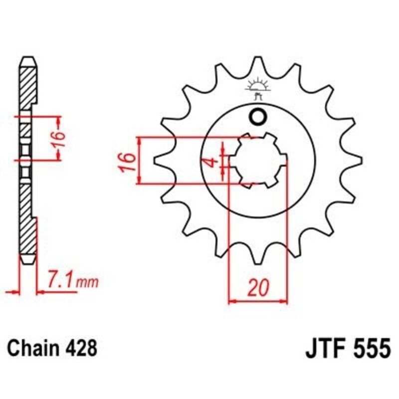 Piñon JT 555 de acero con 15 dientes