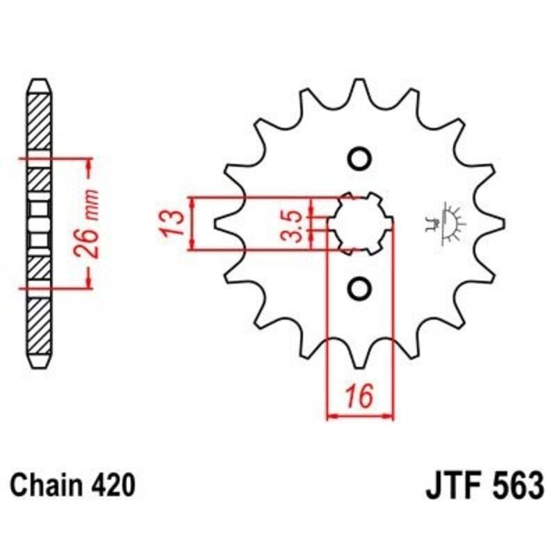 Piñon JT 563 de acero con 14 dientes