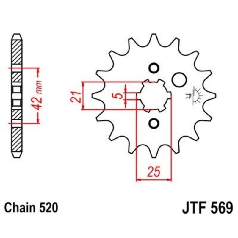 Piñon JT 569 de acero con 10 dientes