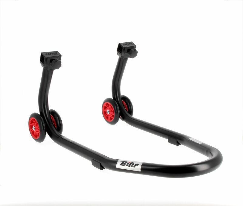 Caballete delantero BIHR Home Track color negro mate y ruedas rojas