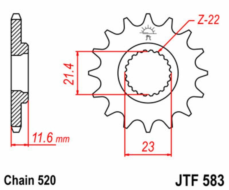 Piñon JT 583 de acero con 14 dientes