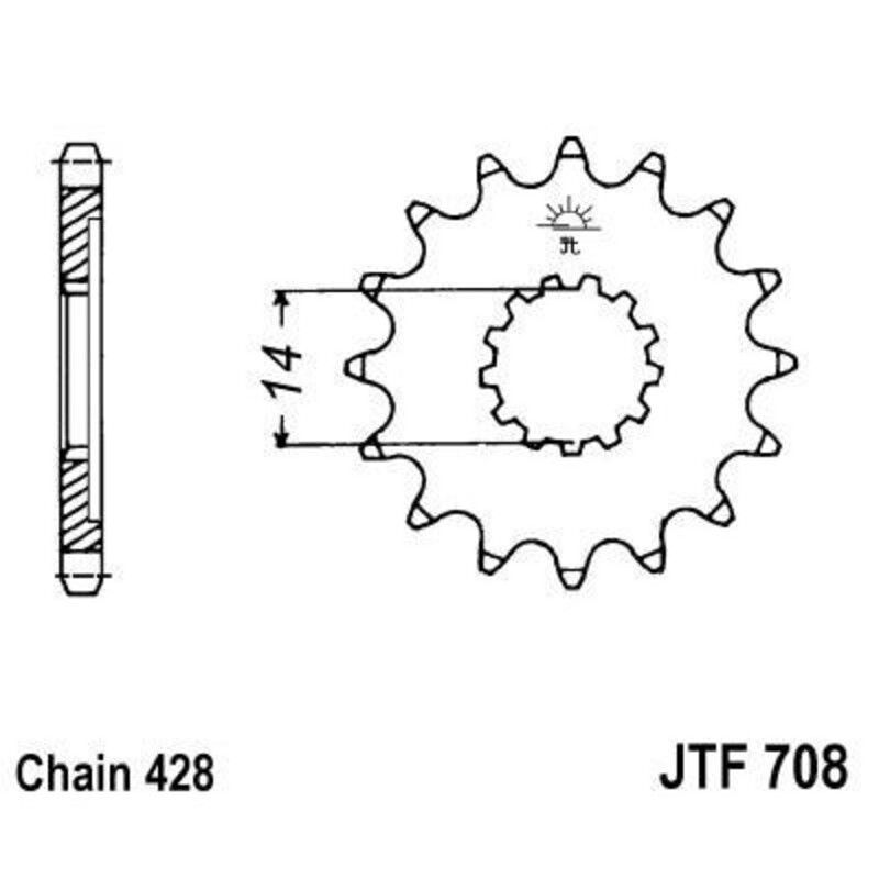 Piñon JT 708 de acero con 14 dientes