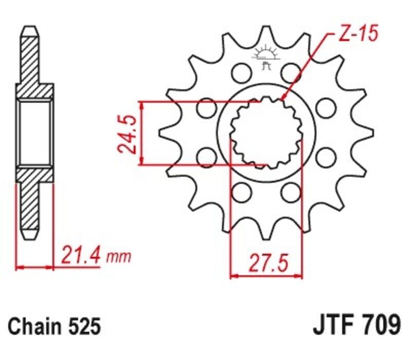 Piñón JT 709 de acero con 16 dientes