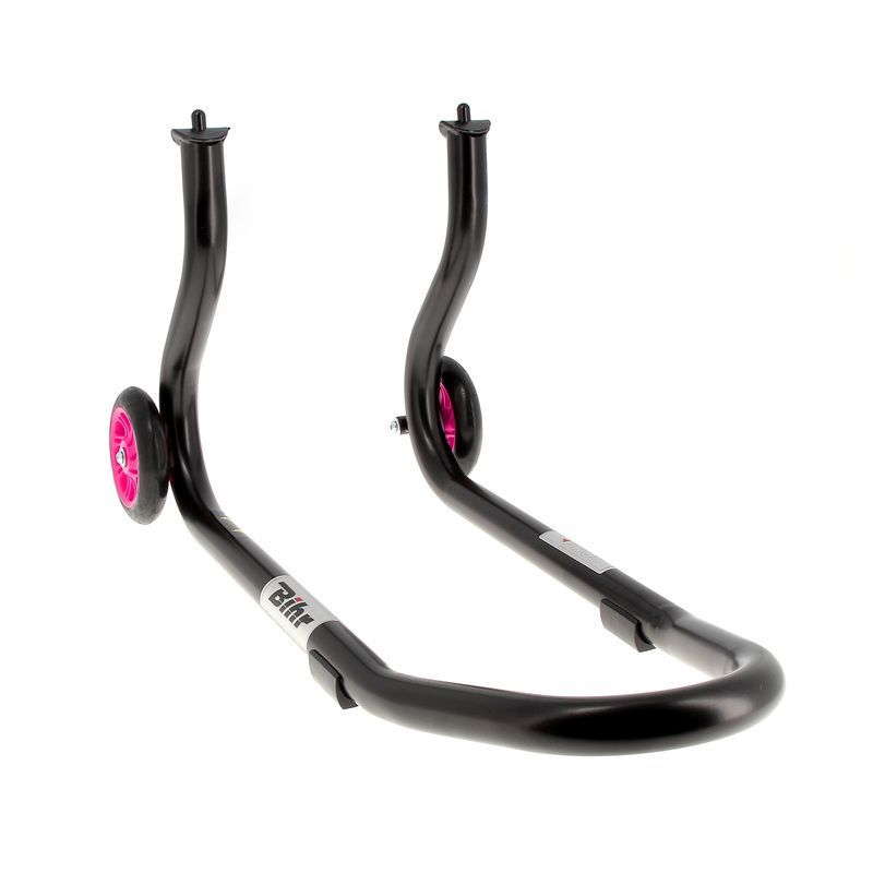 Caballete delantero BIHR Home Track color negro mate y ruedas rosas