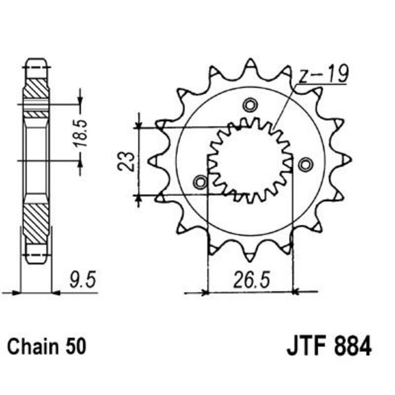 Piñon JT 884 de acero con 21 dientes