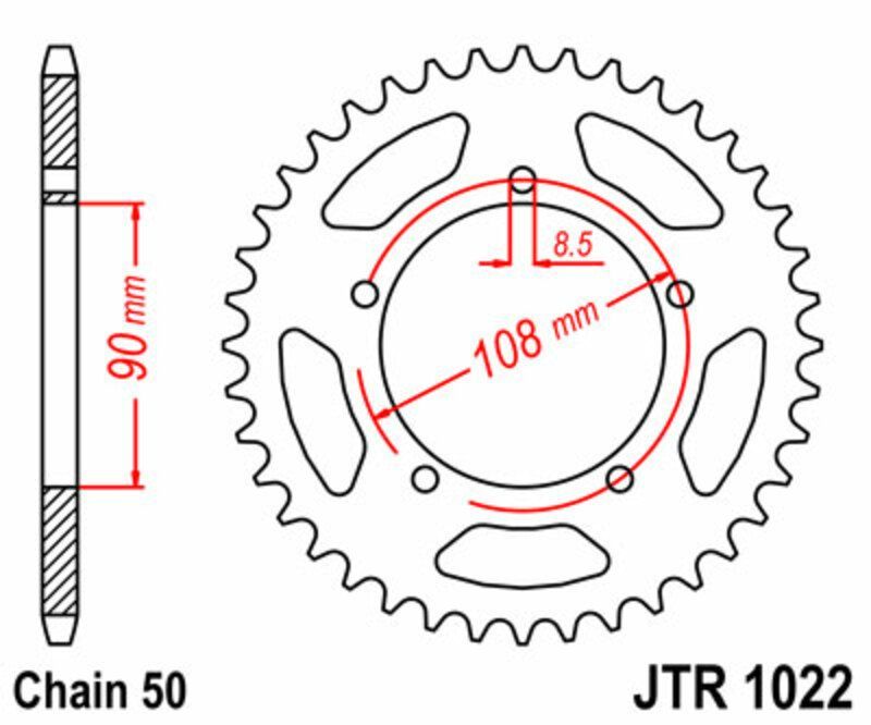 Corona JT SPROCKETS acero estándar 1022 - Paso 530