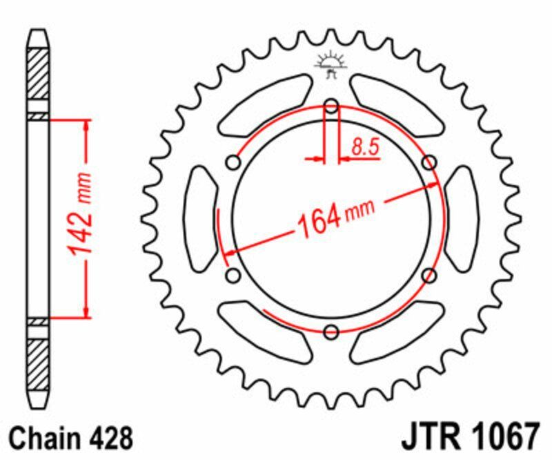 Corona JT SPROCKETS acero estándar 1067 - Paso 428