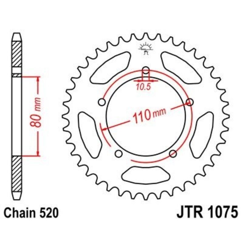 Corona JT 1075 de acero con 39 dientes