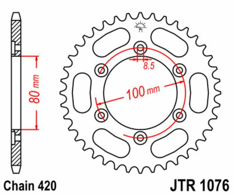 Corona JT SPROCKETS acero estándar 1076 - Paso 420
