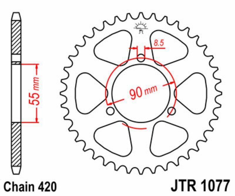 Corona JT SPROCKETS acero estándar 1077 - Paso 420