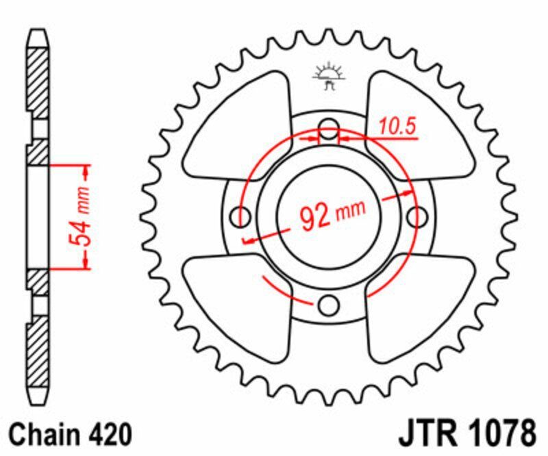 Corona JT SPROCKETS acero estándar 1078 - Paso 420