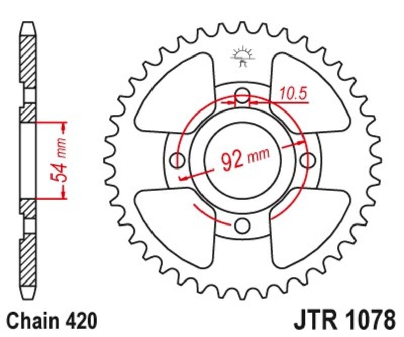 Corona JT 1078 de acero con 60 dientes