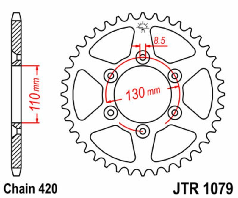 Corona JT SPROCKETS acero estándar 1079 - Paso 420