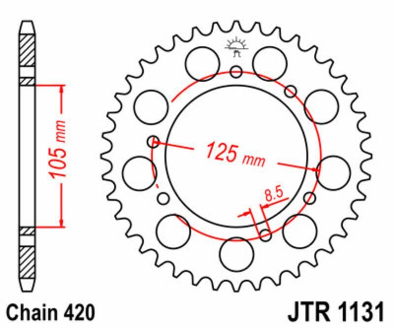 Corona JT SPROCKETS acero estándar 1131 - Paso 420