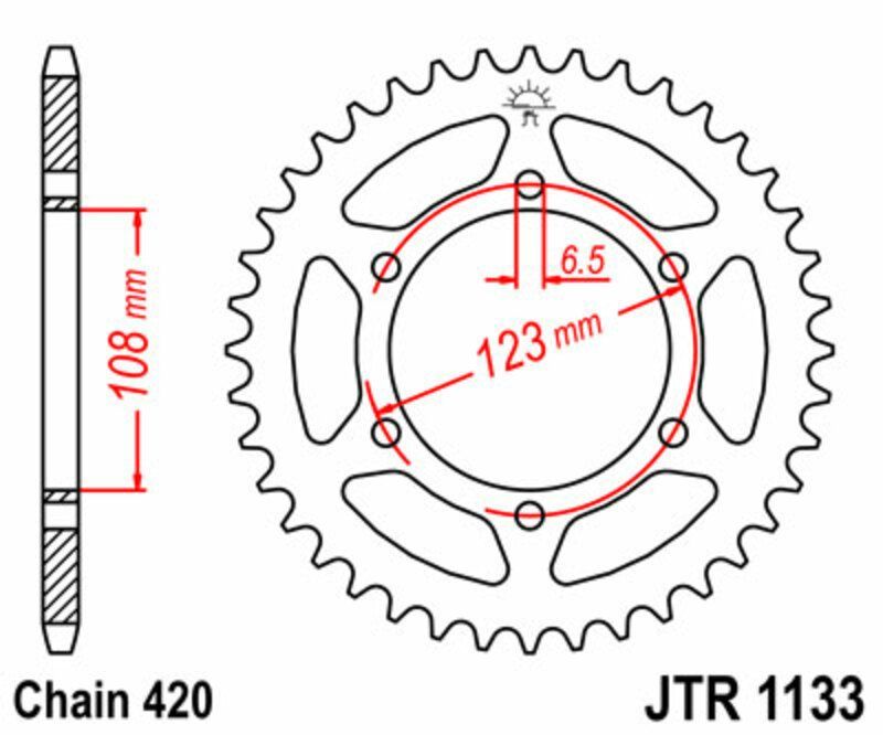Corona JT SPROCKETS acero estándar 1133 - Paso 420