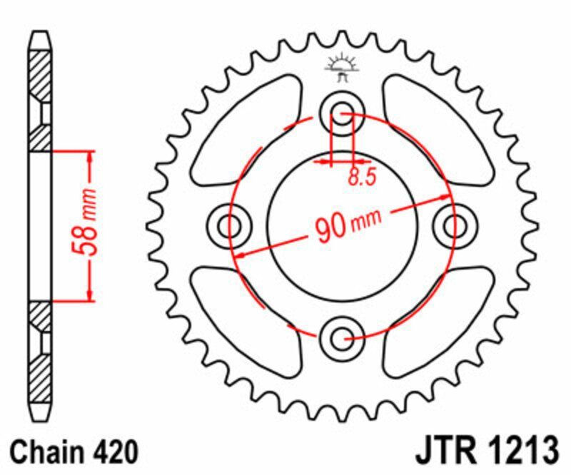 Corona JT SPROCKETS acero estándar 1213 - Paso 420