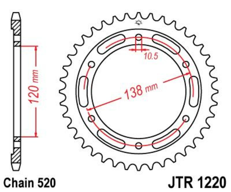 Corona JT SPROCKETS acero estándar 1220 - Paso 520