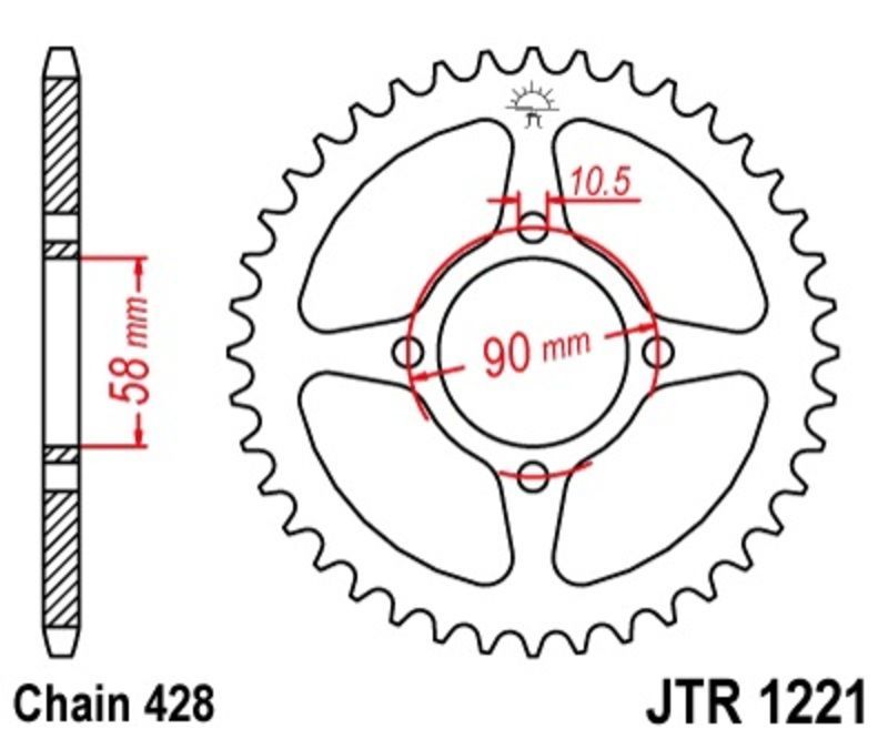 Corona JT SPROCKETS acero estándar 1221 - Paso 428