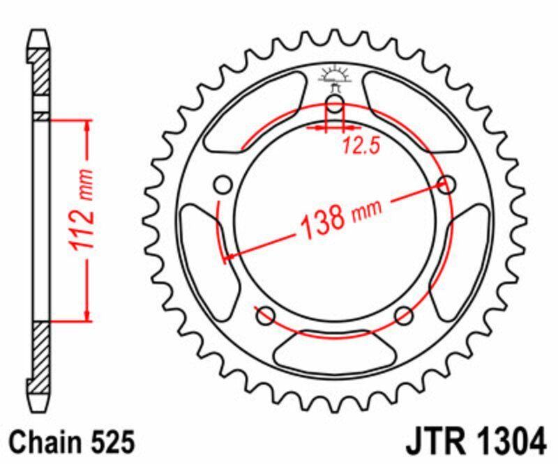Corona JT SPROCKETS acero estándar 1304 - Paso 525