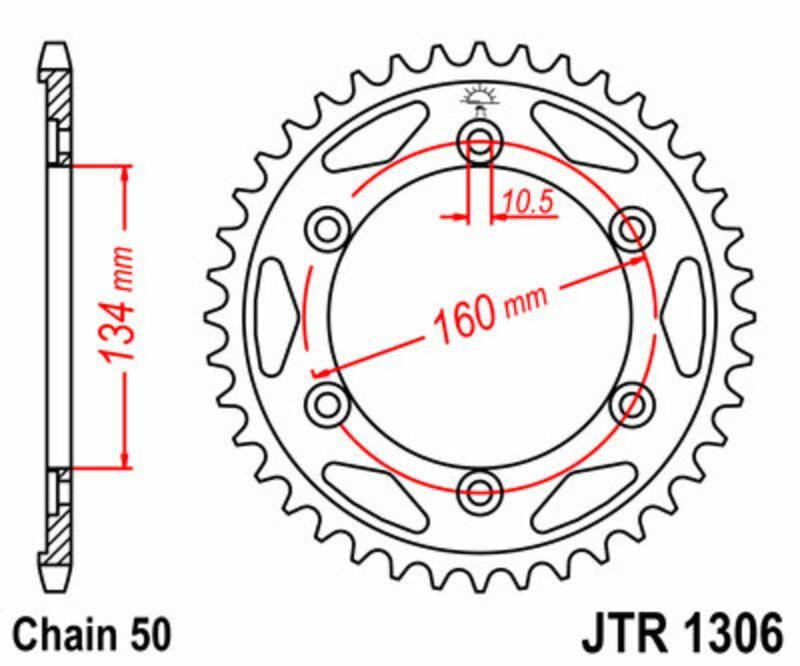 Corona JT SPROCKETS acero estándar 1306 - Paso 530