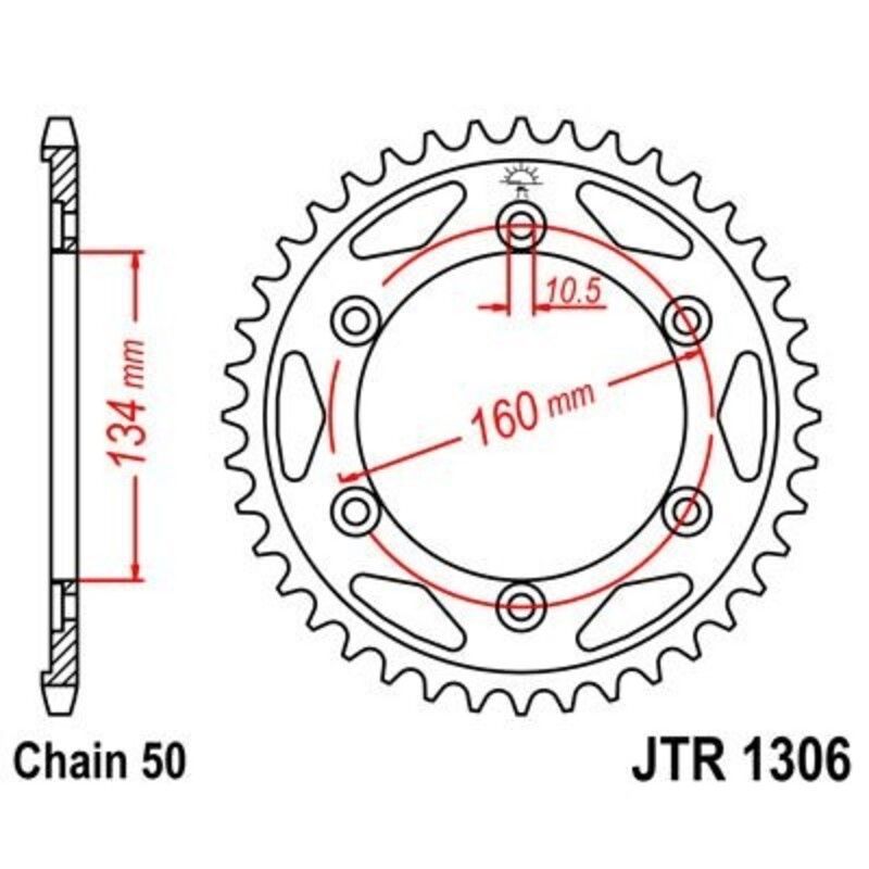 Corona JT 1306 de zinc negro con 43 dientes