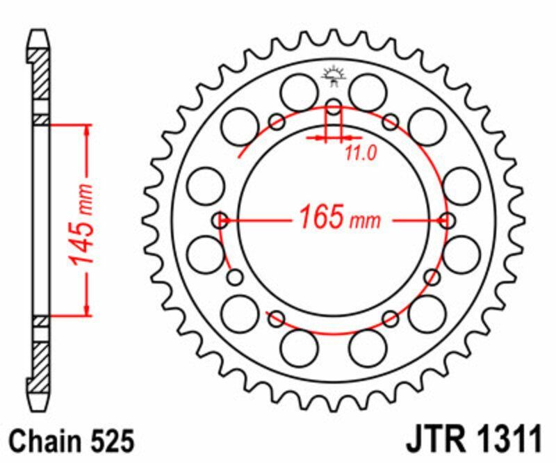 Corona JT SPROCKETS acero estándar 1311 - Paso 525