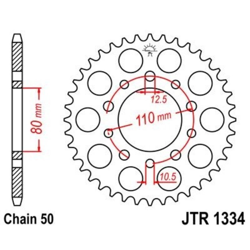 Corona JT 1334 de acero con 47 dientes