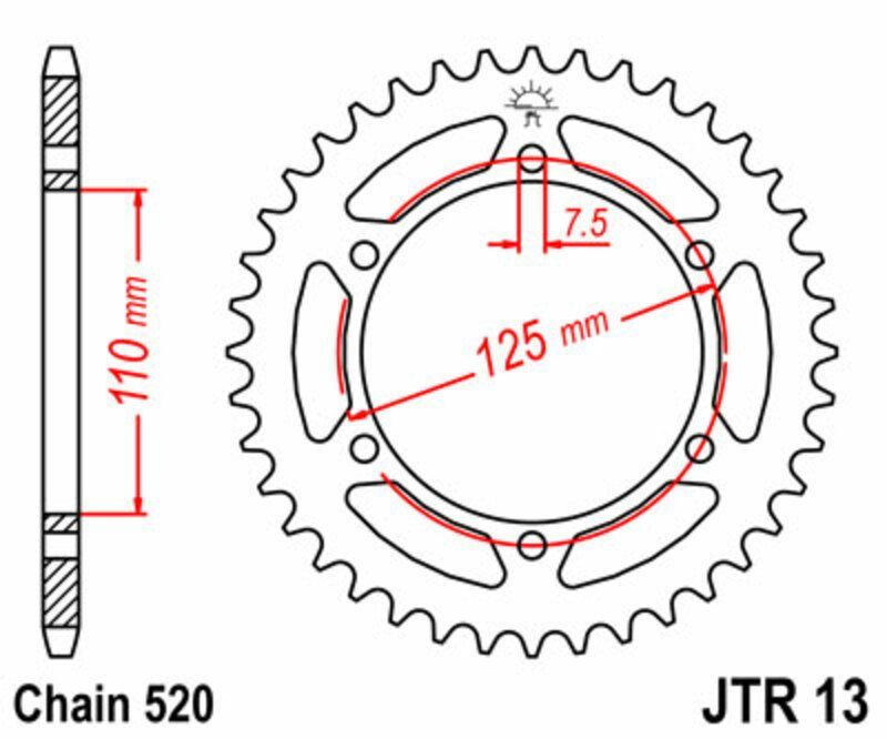 Corona JT SPROCKETS acero estándar 13 - Paso 520